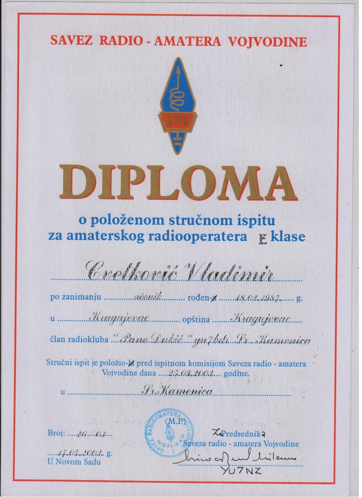 Diploma radiooperater